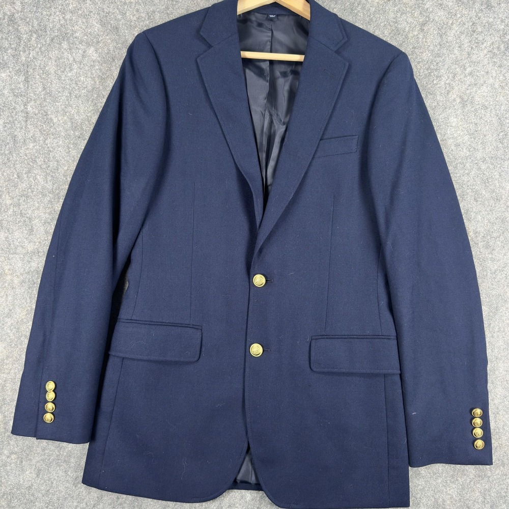 J.Crew Thompson University Blazer Mens 34R Navy Wool Gold Buttons Sport Coat - Picture 2 of 16